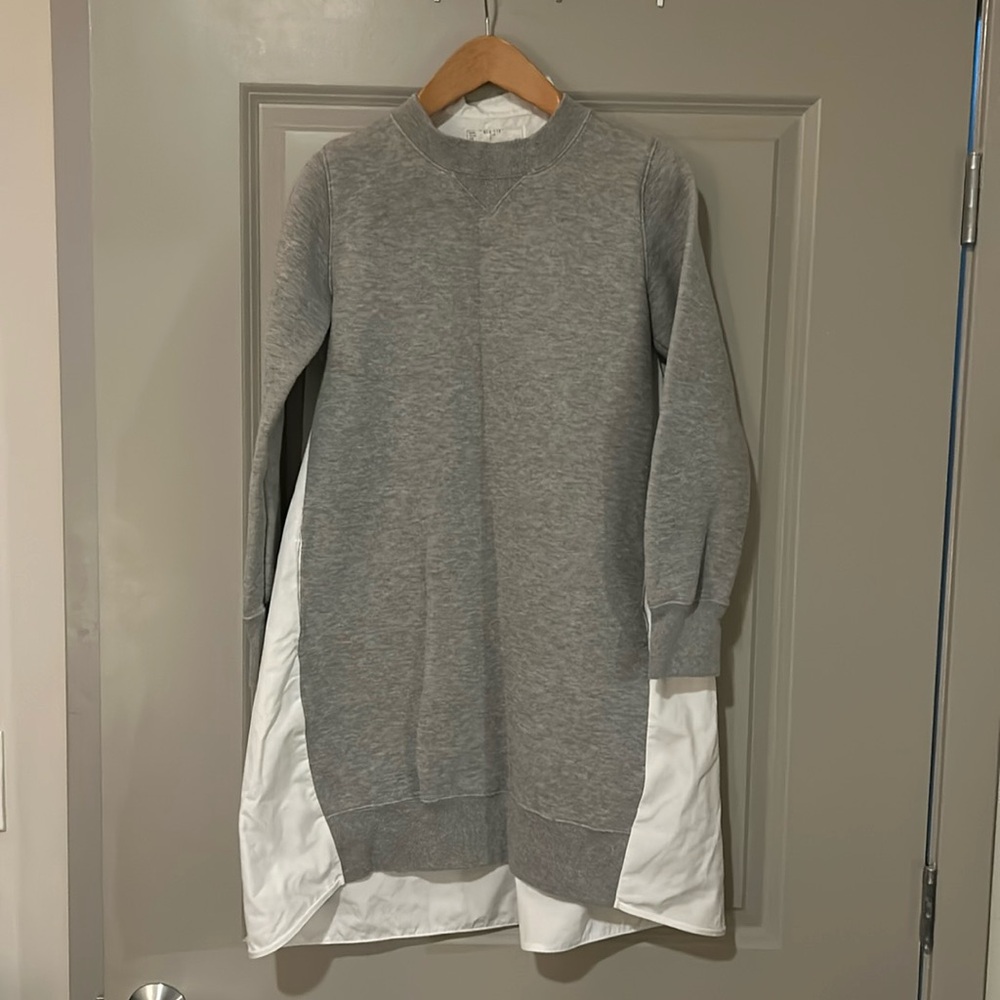 Sacai Sweathsirt Poplin Hybrid Dress